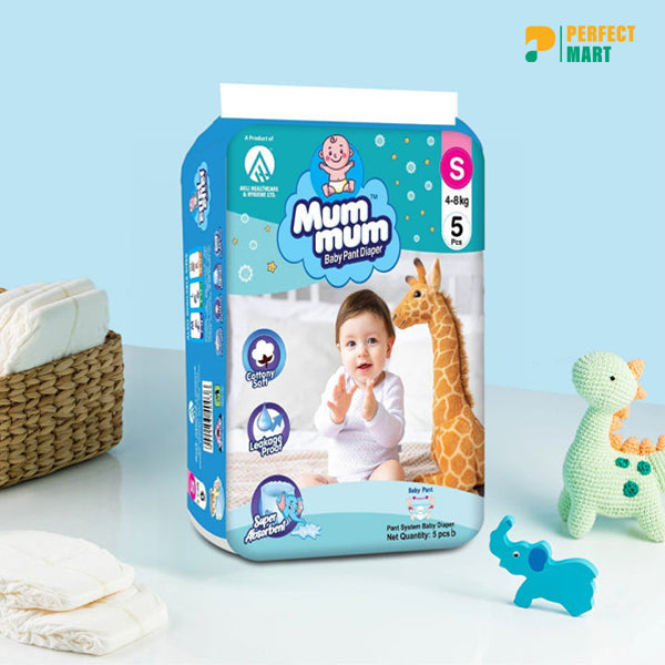 Mum Mum Pant System Baby Diaper Pant (S Size) (4-8 kg) (5 Pcs)