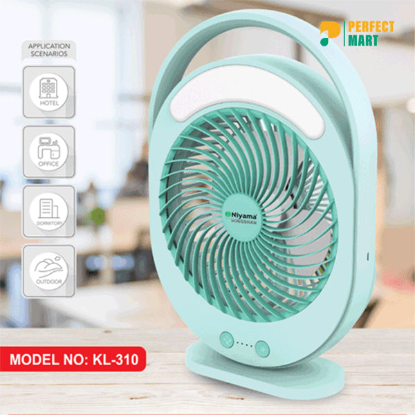 NIYAMA KL-1308 Rechargeable Table Fan With LED Light