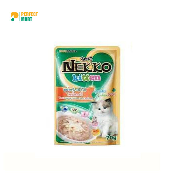 Nekko Kitten Pouch Tuna Topping Chicken Meat in Gravy 70g