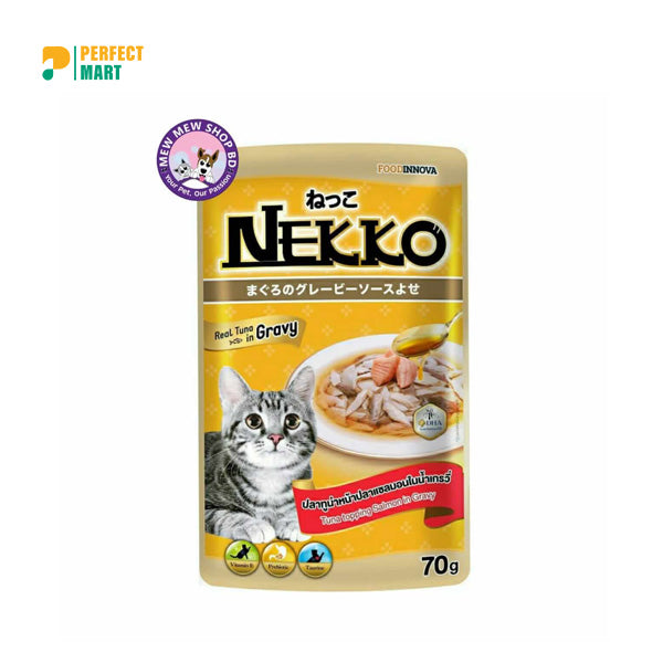 Nekko Pouch Tuna Topping Salmon in Gravy (70g)