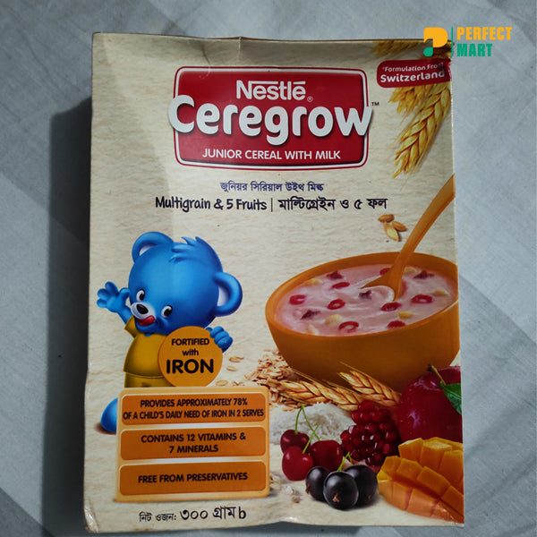 Nestle Ceregrow Junior Cereal – Milk, Multigrain & 5 Fruits 300g