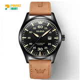 Olevs 9962 Fashion Men Watch With Leather Strap