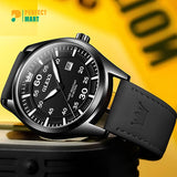 Olevs 9962 Fashion Men Watch With Leather Strap