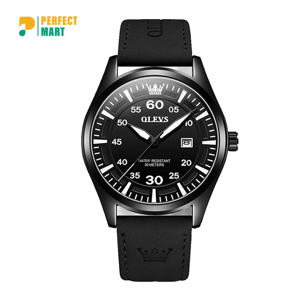 Olevs 9962 Fashion Men Watch With Leather Strap