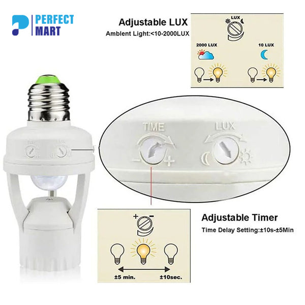 PIR Motion Sensor Bulb Holder (E27, 240V)