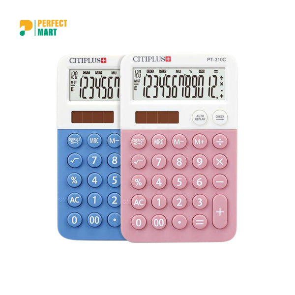 Pocket Mini Small Calculator Cute 12 Digits Solar Colorful - PT-310c/PT-310