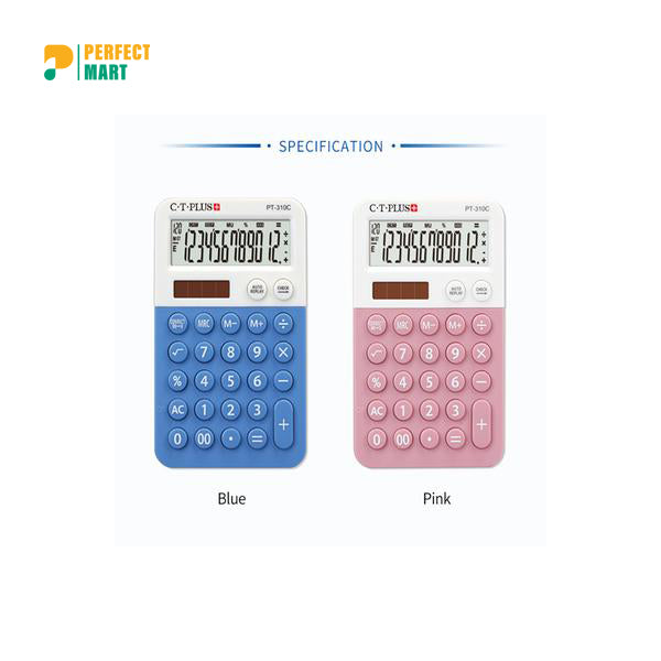 Pocket Mini Small Calculator Cute 12 Digits Solar Colorful - PT-310c/PT-310
