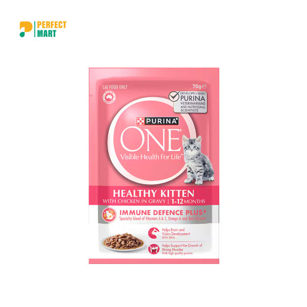 PURINA ONE Healthy Kitten Wet Cat Food with Chicken in Gravy 70g