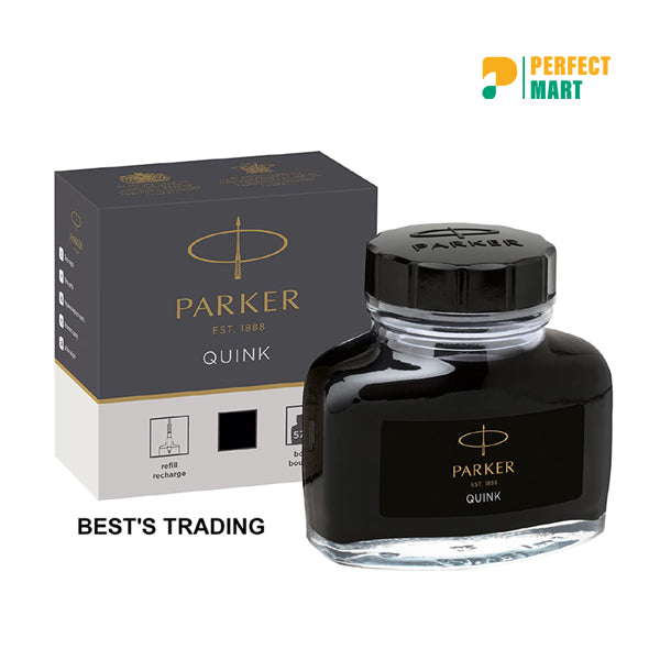 Parker Frontier Matte Black Fountain Pen Plus Quink Ink Bottle