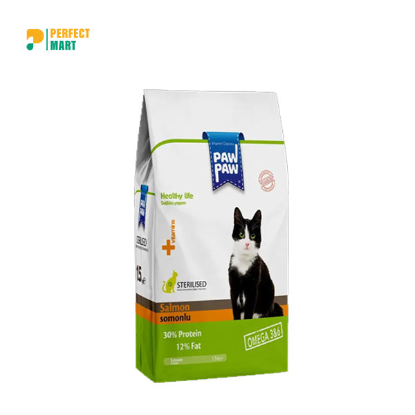Paw Paw Adult Cat Food Sterilised Salmon - 1.5kg Pack
