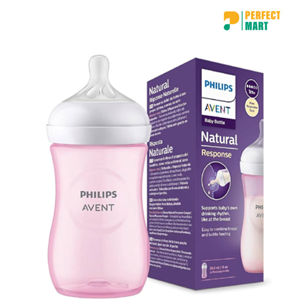 Philips Avent Natural Feeding Bottle 260ml Pink 1 Month+ (UK)