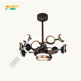 Qulik 48 Modern Chandelier Retractable Invisible Blade Silent 3 Color Change LED Remote Ceiling Fan (Black) Q-5043