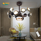 Qulik 48 Modern Chandelier Retractable Invisible Blade Silent 3 Color Change LED Remote Ceiling Fan (Black) Q-5043