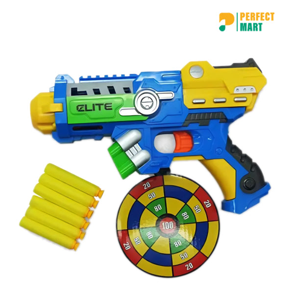 Soft Bullet Blaster Field Arms Fighter Fires Foam Shooter Toy Nub Gun - Yellow-Blue