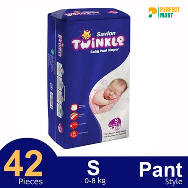 Savlon Twinkle Pant System Baby Diaper (S Size) (8 kg) (42pcs)