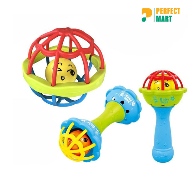Soft Glue Dumbbell Baby Hand Teether with Jhunjhuni