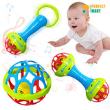 Soft Glue Dumbbell Baby Hand Teether with Jhunjhuni