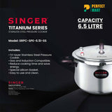Singer Pressure Cooker 6.5Ltr - SRPC-SPE-6.5I-SS