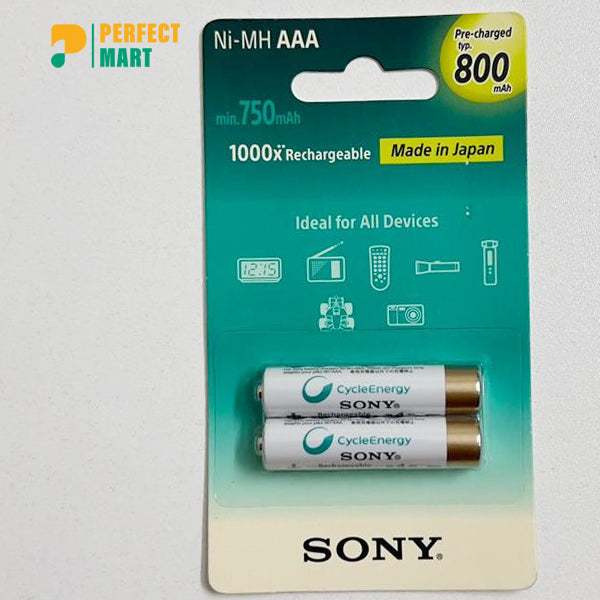 Sony Cycle Energy 800mAh Pre-Charged AAA Rechargeable Batteries (Pack of 2)
