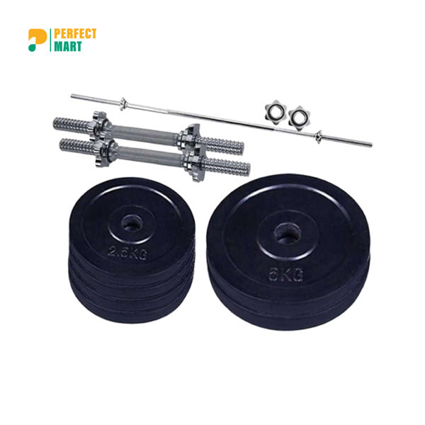 Sports House Dumbbell And Barbell Set 20kg - Black And Silver