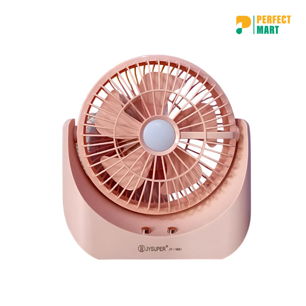 JY Super JY-1881 Super Powerful Lithium Rechargeable Mini Table Fan With LED Light