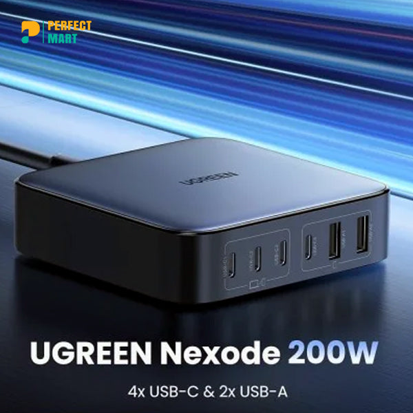 UGREEN Nexode 200W USB C GaN Charger-6 Ports Desktop Charger (40905)