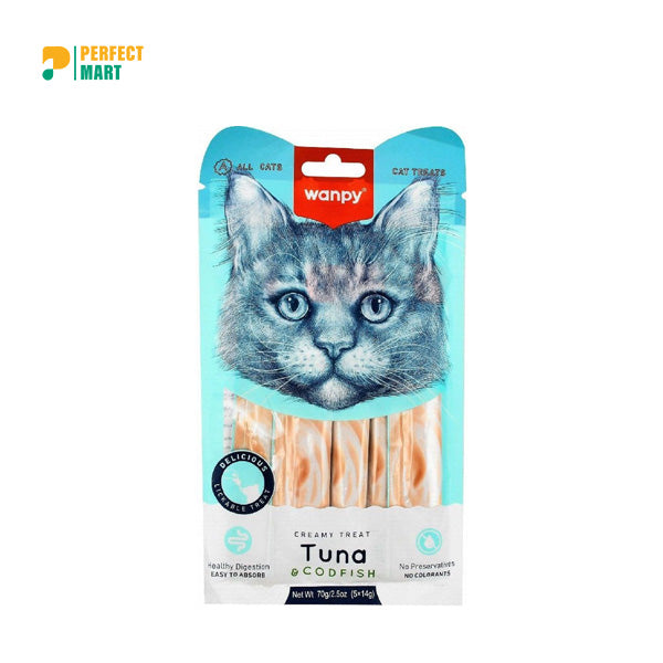 Wanpy Cat Creamy Treat Tuna & Codfish - (5×14g) Pouch