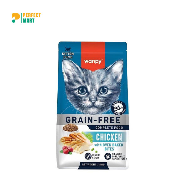 Wanpy Grain Free Super Premium Dry Cat Food Kitten Chicken 1.5Kg