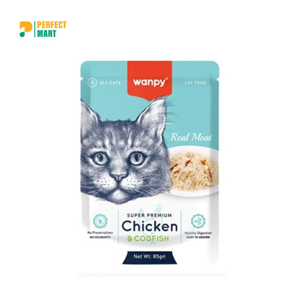 Wanpy Super Premium Cat Pouch Chicken & Cod Fish 85g