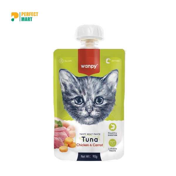 Wanpy Tasty Meat Paste Pouch Tuna, Chicken & Carrot 90gm