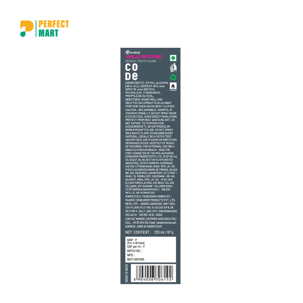 Wild Stone – Code Platinum - No Gas Body Perfume - 120ml